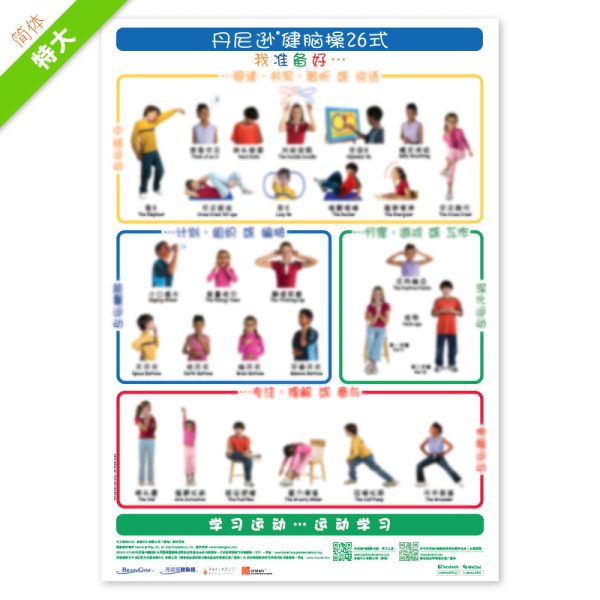 丹尼遜健腦操®26式掛圖- 特大兒童版(簡體中文) - 身腦中心有限公司（香港）